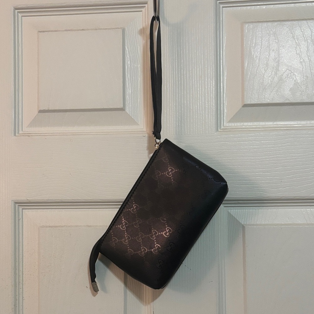Gucci Black Monogram Wristlet
